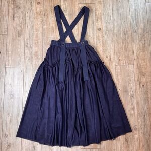 Kuose Navy Tulle Suspender Skirt Fairycore Denim-Look Straps Size M